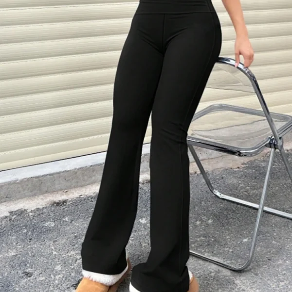 Women's High-Waisted Black Flared Leggings