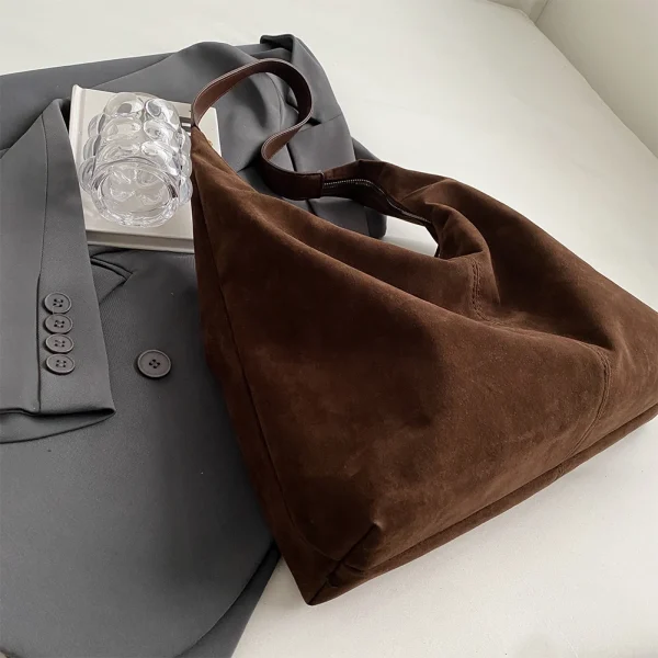 Suede Shoulder Bag with Zipper