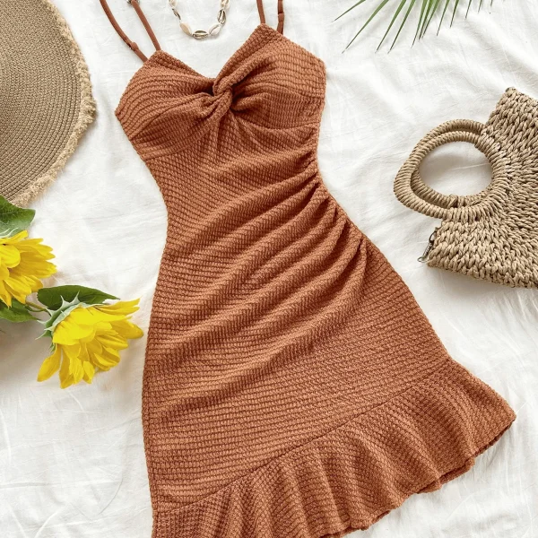 Slim sexy halter dress for women