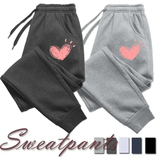 Women Cute Heart Printed Sweatpants