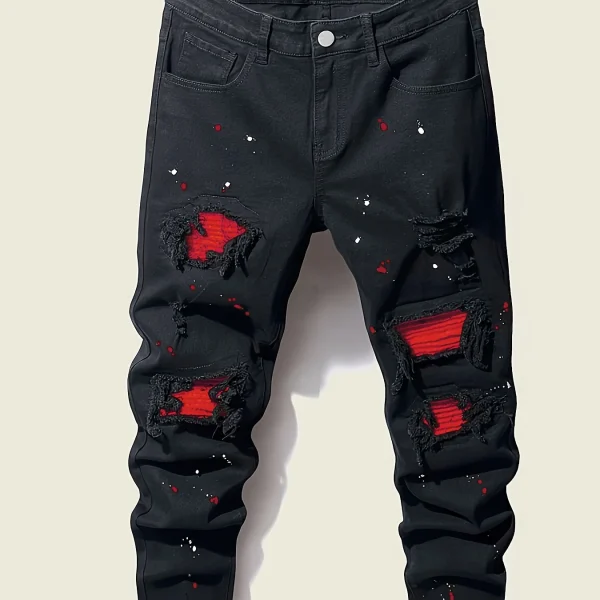 Men's Splash-Ink Patchwork Jeans